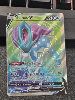Pokemon TCG Suicune V FULL ART 173/203 Evolving Skies MISCUT Front And Back - Image 2