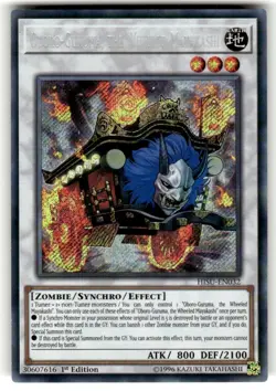 Yugioh Oboro-Guruma, the Wheeled Mayakashi HISU-EN032 Secret Rare 1st Ed NM - Image 1