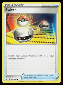SWSH01: Sword & Shield Base Set Switch #183/202 POKEMON CARD Uncommon - Image 1