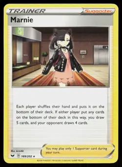 SWSH01: Sword & Shield Base Set Marnie #169/202 POKEMON CARD - Image 1