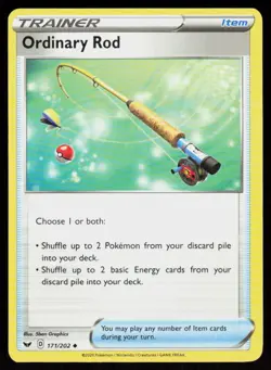SWSH01: Sword & Shield Base Set Ordinary Rod #171/202 POKEMON CARD Uncommon - Image 1