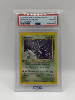 Heracross-Holo 2000 Pokemon Neo Genesis 1st Edition #6 1st Edition PSA 8 - Image 1