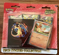 Pokemon TCG Ascended Heroes 3 Pack Blister Charmander Tech Sticker - Image 1
