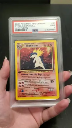 TYPHLOSION #18 1st Edition 2000 Pokemon Neo Genesis PSA 9 MINT Original Owner - Image 2