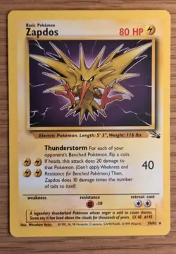 Zapdos Non-Holo 30/62 Rare Fossil Pokemon Card NM - Image 1