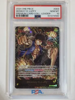 2024 One Piece Monkey D. Luffy Premium Card Collection Leader PSA 10 - Image 1