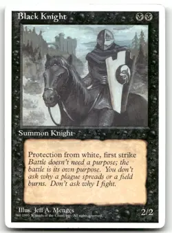Black Knight (MP) Fourth Edition 4ED Magic MTG - Image 1