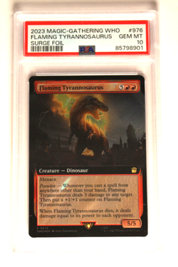 MTG Doctor Who FLAMING TYRANNOSAURUS Surge Foil PSA 10 #2 - Image 1