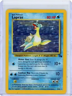 Lapras Holo Rare 10/62 Fossil Pokemon Card Unlimited LP - Image 1