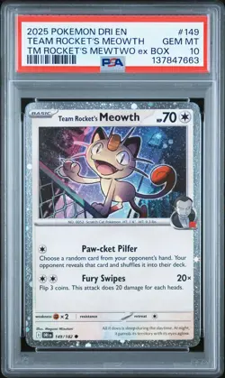2025 POKEMON DRI EN-DESTINED RIVALS #149 TEAM ROCKET'S MEOWTH PSA 10 - Image 1