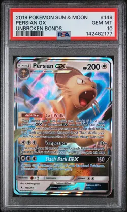 Pokemon Unbroken Bonds Persian GX 149 PSA 10 - Image 1
