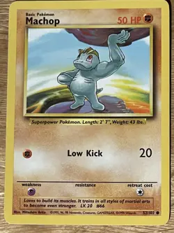 1995, 96, 98 base set Pokemon card Machop #66 52/102 - Image 1