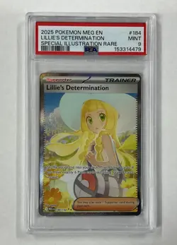 2025 POKEMON MEG SPECIAL ILLUSTRATION RARE #184 LILLIE'S DETERMINATION PSA 9 - Image 1