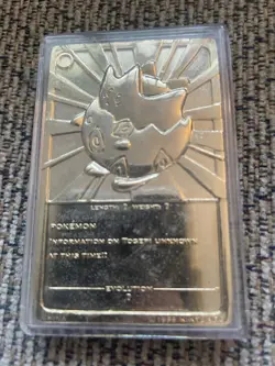 Pokemon Togepi Burger King 23K Gold Plated Trading Card and Pokeball 1999 - Image 2