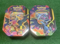 Pokemon TCG Mega Charizard X + Y ex Sealed Tin Bundle Lot Set Of 2 - Image 1