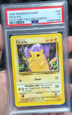 Pokemon TCG 1999 Pikachu E3 Stamp Yellow Cheeks Promo #58/102 PSA 1 - Image 1