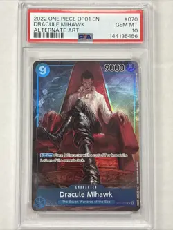 2022 One Piece OP01 #070 Dracule Mihawk Alternate Art PSA 10 GEM MINT - Image 1