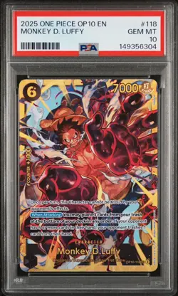2025 ONE PIECE OP10-ROYAL BLOOD #118 MONKEY D. LUFFY PSA 10 - Image 1