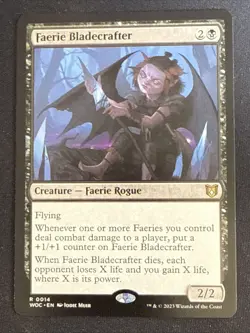 1x Faerie Bladecrafter (0014) Wilds of Eldraine Commander LP MTG Magic x1 MKE - Image 1