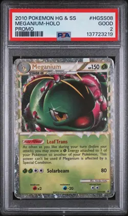PSA 2‼ 2010 POKEMON HEARTGOLD & SOULSILVER PROMO #HGSS08 MEGANIUM-HOLO PROMO - Image 1