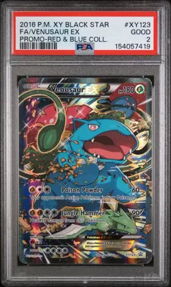 PSA 2 👀2016 POKEMON XY BLACK STAR PROMO #XY123 FA/VENUSAUR EX PROMO-RED & BLUE - Image 1