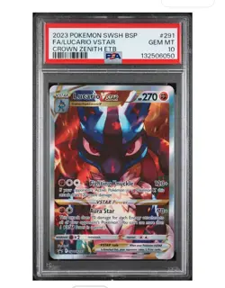 Pokemon 2023 Lucario VSTAR SWSH291 PSA 10 Gem Mint Crown Zenith ETB Promo Holo - Image 1