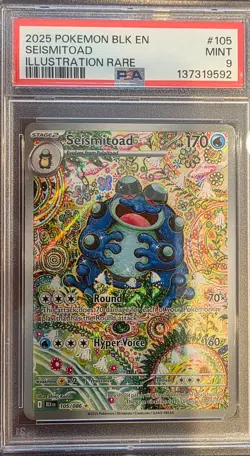 2025 POKEMON BLACK BOLT ILLUSTRATION RARE SEISMITOAD 105/086 PSA 9 - Image 1