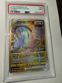 Pokemon 2022 GO Mewtwo VSTAR Secret Rare 086/078 Holo English PSA 9 - Image 1
