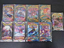 Pokemon TCG Sword and Shield Booster Pack Bundle- 9 Factory Sealed Booster Packs - Image 1