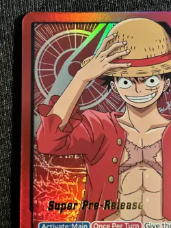 One Piece TCG Monkey.D.Luffy ST01-001 Leader Super Pre-Release NM - Image 2