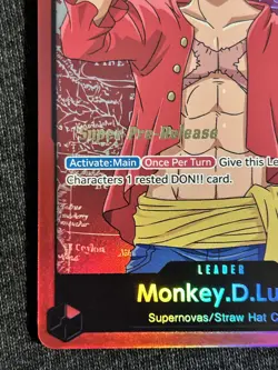 One Piece TCG Monkey.D.Luffy ST01-001 Leader Super Pre-Release NM - Image 3