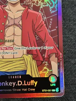 One Piece TCG Monkey.D.Luffy ST01-001 Leader Super Pre-Release NM - Image 4