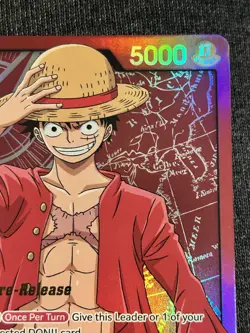 One Piece TCG Monkey.D.Luffy ST01-001 Leader Super Pre-Release NM - Image 5