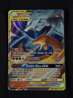 Pokemon TCG Reshiram & Charizard GX TAG TEAM Unbroken Bonds 20/214 270 HP Card - Image 1