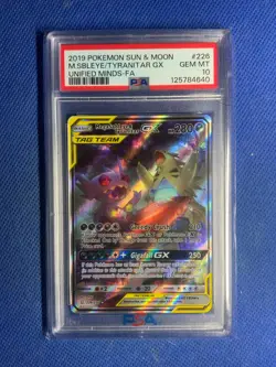 2019 Pokemon S&M Unified Minds Mega Sableye And Tyranitar GX FA #226 PSA 10 - Image 1