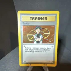 Pokemon Brock Gym Heroes 15/132 Holo Rare Unlimited Trainer EN SWIRL - Image 1