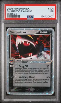 2005 POKEMON EX DEOXYS #104 SHARPEDO EX-HOLO PSA 1 - Image 1