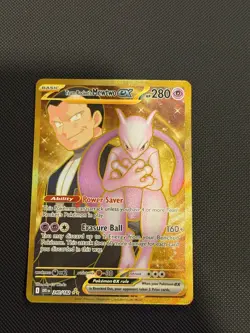 Team Rocket's Mewtwo ex 240/182 Destined Rivals Pokemon Gold Hyper Rare NM - Image 1