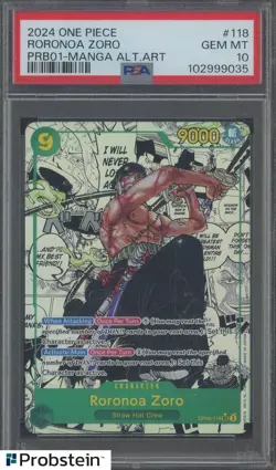 2024 One Piece PRB01 EN Zoro Manga Alternate Art PSA 10 GEM MINT - Image 1