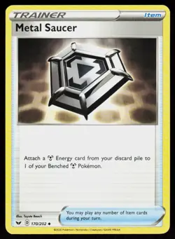 SWSH01: Sword & Shield Base Set Metal Saucer #170/202 POKEMON CARD Uncommon - Image 1