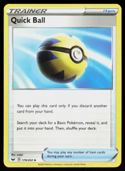 SWSH01: Sword & Shield Base Set Quick Ball #179/202 POKEMON CARD Uncommon - Image 1