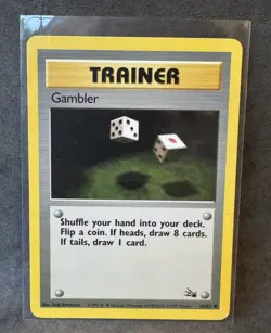 Gambler 60/62 Fossil Regular Pokemon TCG Heavily Played - Image 1