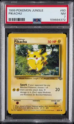1999 POKEMON JUNGLE #60 PIKACHU PSA 7 - Image 1