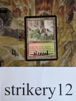 1x Wooded Foothills – Onslaught – Signed by Rob Alexander – MTG - Image 1