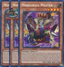 Yugioh! 3x Mimighoul Master MP25-EN096 Prismatic Secret Rare 1st Ed NM - Image 1
