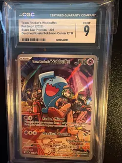 Team Rocket's Wobbuffet Pokemon Center Stamped 203 CGC 9 -SV Destined Rivals - Image 1