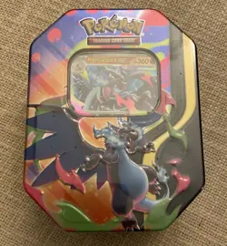 Pokemon Mega Charizard X Metal Tin Trading Card Game - Image 1