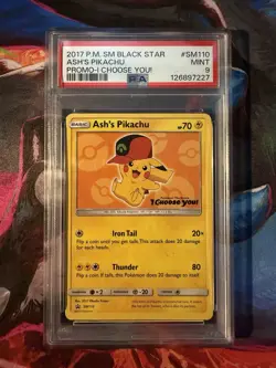 2017 Ash's Pikachu Black Star #SM110 PSA 9 Mint Pokemon Movie I Choose You - Image 1
