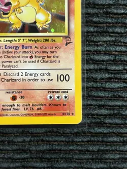 Pokemon TCG Charizard 4/130 Base Set 2 Holo Rare 120 HP - Image 5