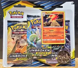 Pokemon Sun & Moon Unbroken Bonds 3-Pack Blister New Sealed Typhlosion Promo - Image 1